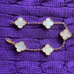 Clover mother of pearl bracelet 5 motifs 925 silver 18k yellow gold plated